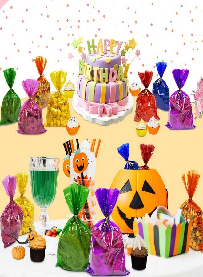 KUNYYI Purple Cellophane Treat Bags - 100Pcs Cello Bags Resealable 6x9 Inch Candy Favor Bags for Parties, Holidays, Snacks Goodie Gifts Party - Image 3